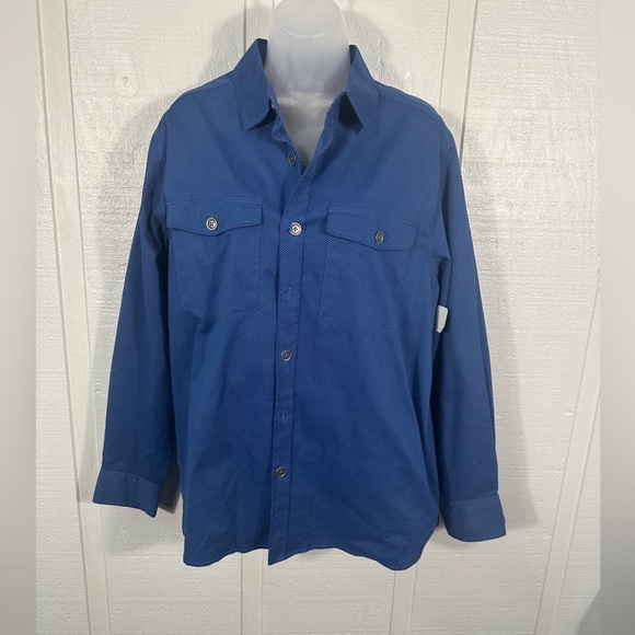 Construct Men’s Blue Button Down Long Sleeve Shaket  Size Large NWOT - Picture 1 of 11